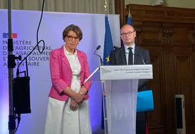 <em class="placeholder">Annie Genevard, ministre de l'agriculture et Sébastien Martin, ministre délégué à l'industrie,  </em>