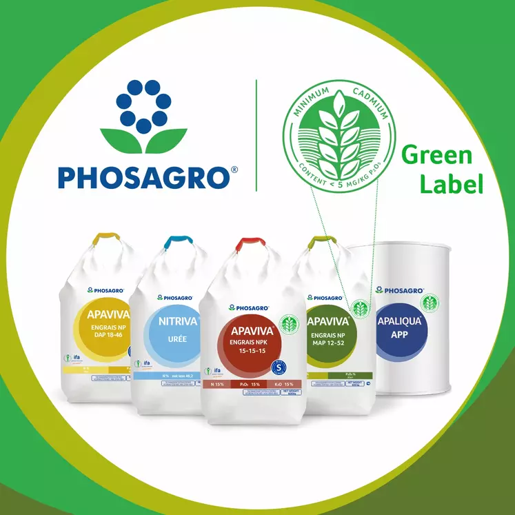 L’offre PhosAgro dont les fertilisants phosphatés sont apposés du Green Label