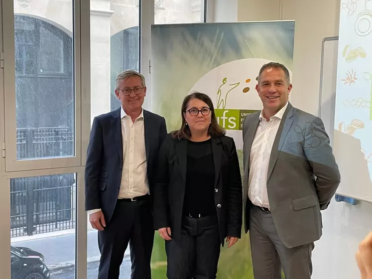 Rémi Bastien, vice président de l'UFS, Rachel Blumel, directrice et Olivier Paul, président de l'UFS"Npus nous mobilisons pour faire reconnaître la spécificité et le ...