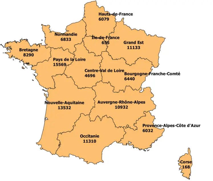 Collecte (t) Adivalor par région en 2024 