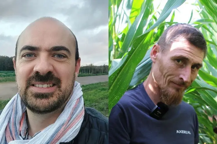 <em class="placeholder">Benjamin Foltier et Sébastien Friso, animateurs techniques au service Innovations & transitions agronomiques chez Axéréal.</em>