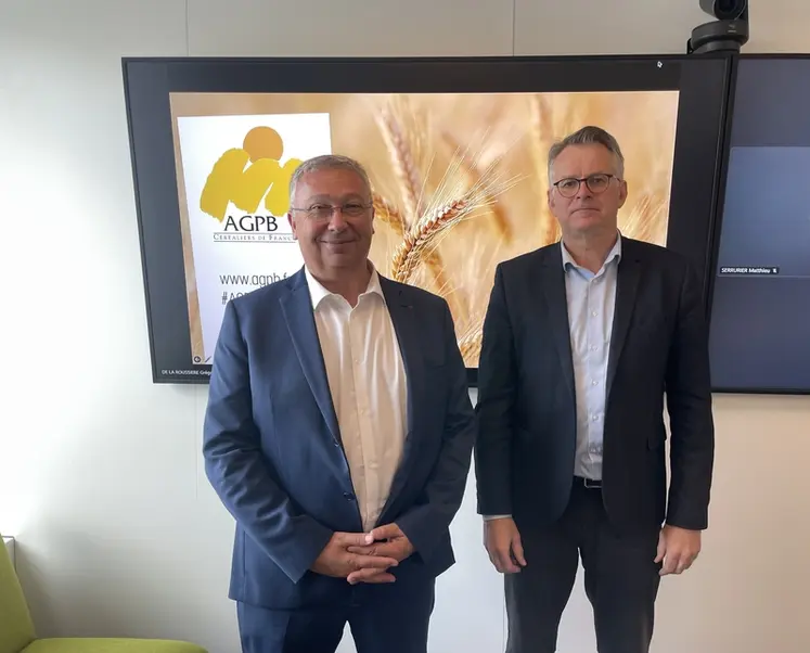 <em class="placeholder">Eric Thirouin et Philippe Heusèle, président et vice-président de l'association générale des producteurs de blé</em>