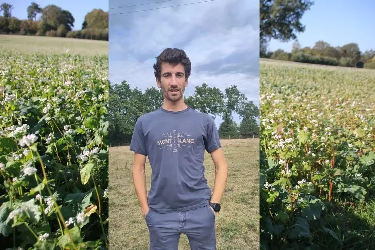 <em class="placeholder">Émilien Bohuon, agriculteur en Ille-en-Vilaine, produit du sarrasin, culture à bas niveau d'intrants</em>