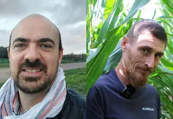 <em class="placeholder">Benjamin Foltier et Sébastien Friso, animateurs techniques au service Innovations &amp; transitions agronomiques chez Axéréal.</em>
