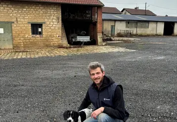 <em class="placeholder">Théophile Piot, dans la cour de la ferme de la SCEA De Novion,</em>