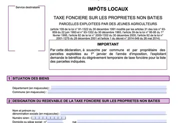 <em class="placeholder">Formulaire de souscription du dégrèvement de taxe foncière pour les jeunes agriculteurs</em>