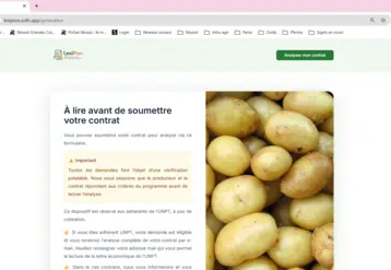 Capture d'écran de la plateforme Lexipom développée par l'UNPT pour analyser les contrats en pomme de terre