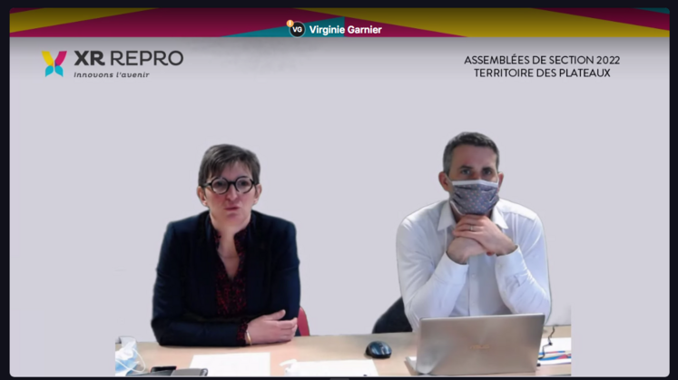 En raison de la crise sanitaire liée au Covid-19, la coopérative XR Repro tient cette année ses assemblées de section en distanciel. Sur cette photo : Virginie Garnier et Julien Segalen.