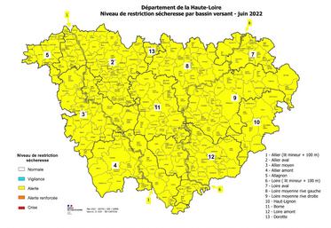 Le déficit pluvieux général sur le département a conduit le Préfet de Haute-Loire à classer l'ensemble du territoire en alerte.