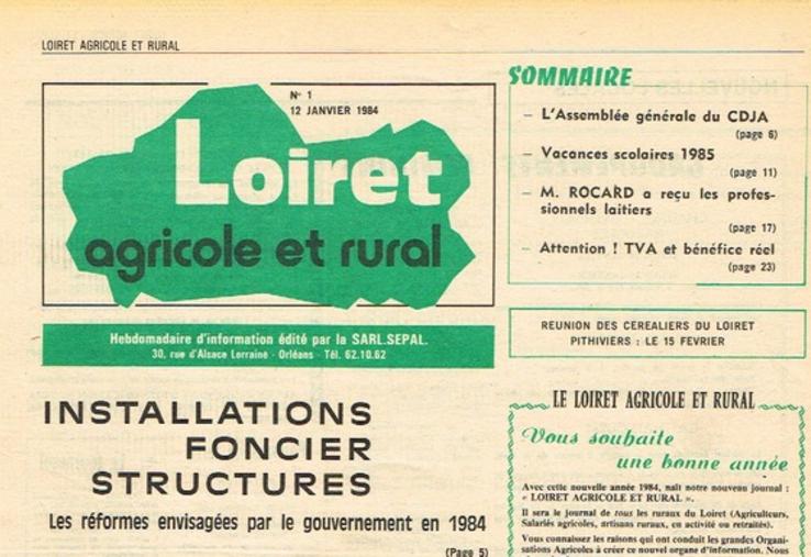 Le tout premier numéro du Loiret agricole et rural avait le vert pour couleur dominante. Un essai, qui n'a pas perduré...