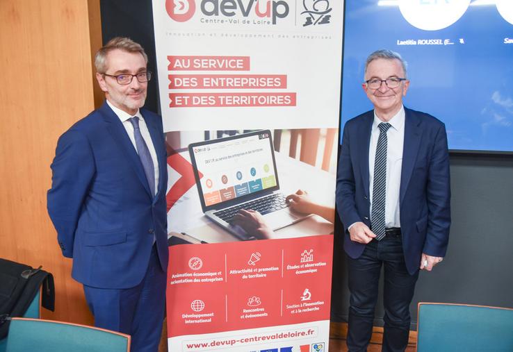 Lundi 13 novembre, à Orléans (Loiret). Stéphane Girerd (à g.) est le nouveau président de Dev'up Centre-Val de Loire aux côtés de François Bonneau, son président délégué.