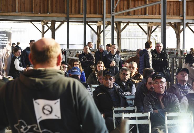 Jeudi 15 février, à Nibelle. Stéphane Gaume a présenté son exploitation en détail, ainsi que les intérêts de son nouveau bâtiment d'élevage et d'engraissement.