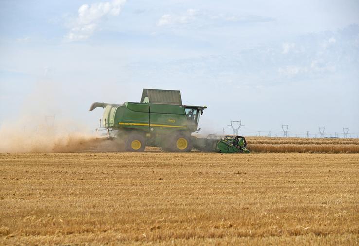 Samedi 20 juillet, c'est sous des températures enfin estivales (30 °C) que la moisson se passe près de Saint-Péravy-la-Colombe.