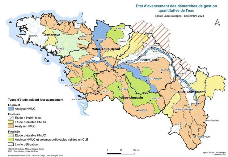 32 études HMUC sont en cours sur le bassin Loire-Bretagne et 8 sont en projet, soit 85 % du territoire couvert.