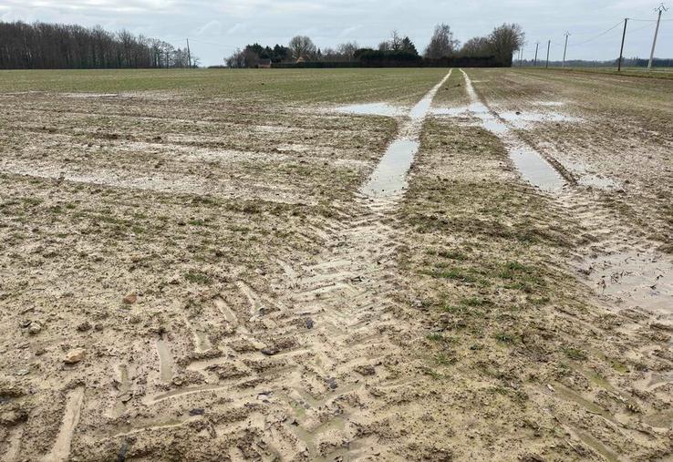 Cette photo prise dans le secteur de Saint-Denis-d'Authou aurait pu être prise à peu près n'importe où en Eure-et-Loir après une pluie même légère. Le fait est que l'eau ne pénètre plus, la terre est saturée.