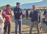 Lors de l'inauguration de Terre en fête à Montbouy, Sébastien Méry (à d.), président de la FNSEA 45, fait un discours, aux côtés de Valentin Caron, président de JA 45, et Luc Vivier, président des JA de Châtillon/Coligny, canton organisateur de l'événement cette année.