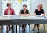 Mercredi 23 septembre, à Chartres. L'élue Chambre, Alice Chaline, la vice-présidente du Département, Anne Bracco, et la présidente de la commission aménagement du territoire, Christelle Minard (de g. à d.), ont dressé le bilan du marché alimentaire lancé en 2024.