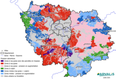 Cartographie des graminées adventices : nature et niveau de pression.