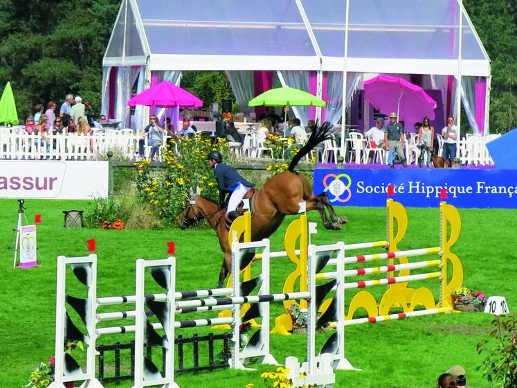 Durant la Grande Semaine de Fontainebleau, les cavaliers viennent présenter de jeunes chevaux qui doivent s’illustrer au saut d’obstacles (Crédit photo : V. Godement).