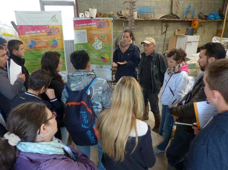 Le 22 septembre, à la Chapelle-Saint-Martin. Une vingtaine d’élèves de lycée agricole de Montoire est venue visiter une exploitation en bio.