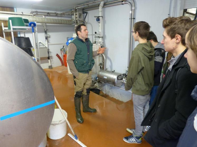 Villerable, le 8 janvier. Vingt-quatre élèves en classe de troisième ont visité l’exploitation en élevage laitier de Matthieu Haudebert.