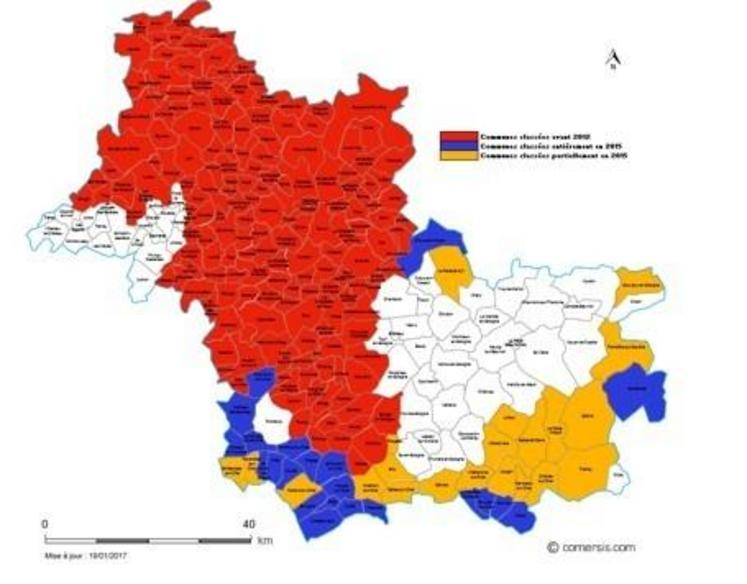 Carte du Loir-et-Cher en zone vulnérable applicable pour la campagne 2016-2017