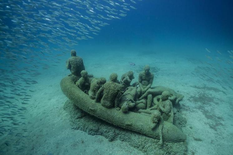"The raft of Lampedusa ("Le radeau de Lampedusa"), Museo Atlantico, Lanzarote, îles Canaries, Espagne
