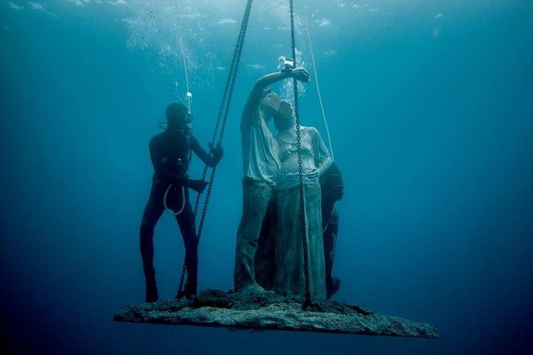 L’immersion de "Selfie", Museo Atlantico, Lanzarote, îles Canaries, Espagne