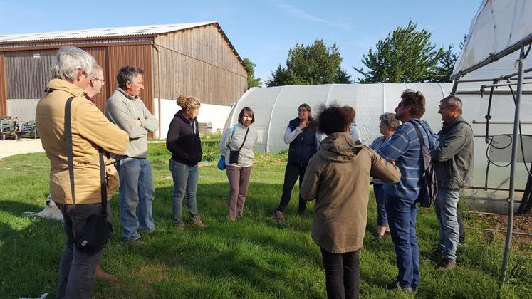 A Chatignonville (Essonne), le 6 septembre. Les horticulteurs et pépiniéristes du groupe Dephy ont visité l’exploitation maraîchère bio de la famille Dallier. Ensemble, ils ont parlé désherbage. 