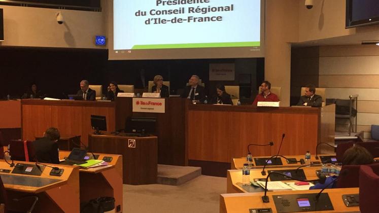 À Paris, le 5 avril. La chambre d’Agriculture de région Île-de-France a tenu sa première session ordinaire dans l’hémicycle du conseil régional.