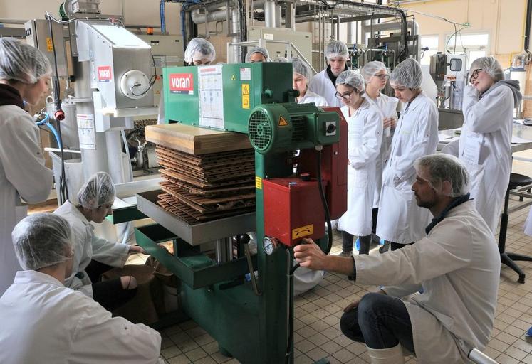 Le 20 mars, à Sours. Les élèves du lycée agricole de Vendôme (Loir-et-Cher) découvrent la halle agroalimentaire de La Saussaye.