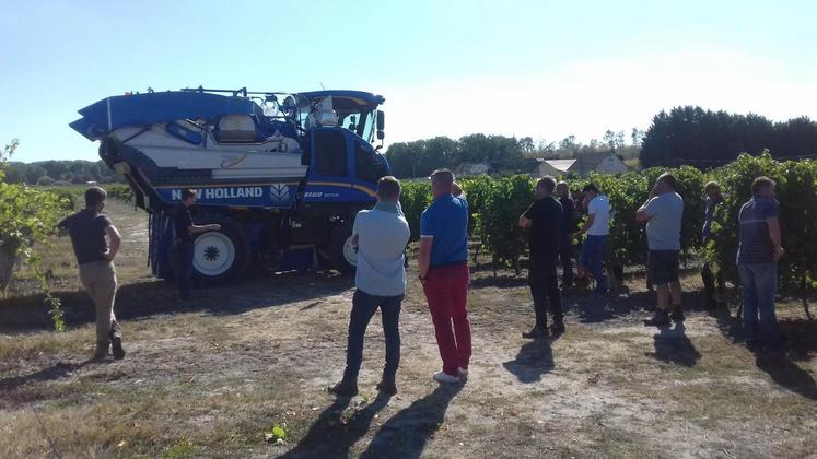 Le 24 septembre, à Meusnes. Les machines à vendanger Grégoire GM7 (distribuée par DMS 41) et New Holland 9070M (distribuée par Gonnin Duris) ont fait leur show dans une parcelle de sauvignon et de chardonnay.