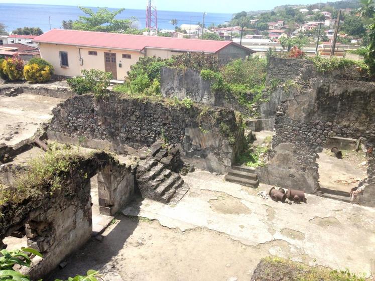 Les vestiges de la prison où Cyparis était enfermé au moment de l’éruption.
