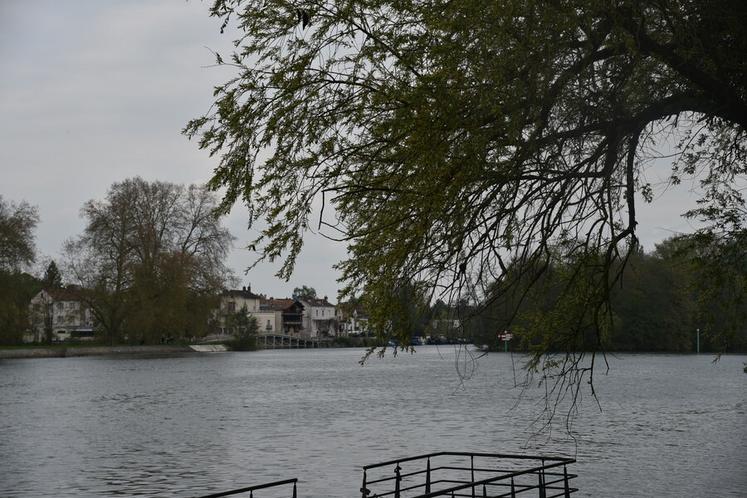 Samois-sur-Seine vu de Héricy, sur l'autre rive de la Seine.