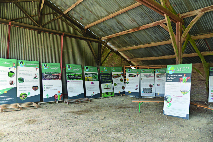 La ferme de Nangeville bénéficiait d'une exposition prêtée par l'Open-Agrifood sur le climat. Plusieurs panneaux ludiques étaient ainsi disposés pour que les visiteurs puissent en apprendre plus sur le sujet.