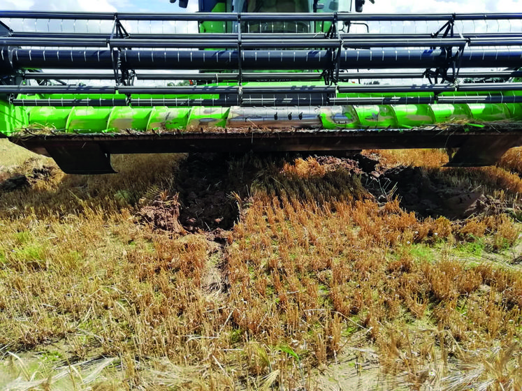 Lorsqu'elle est pleine, la ­moissonneuse-batteuse peut peser jusqu'à 30 tonnes : la désembourber s'avère alors très compliqué. 