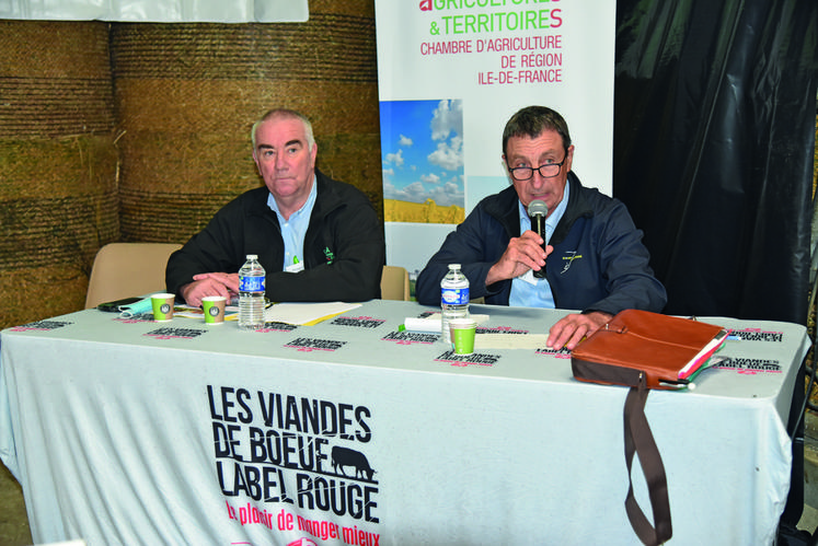 La réunion a été animée par Philippe Dufour (à d.), président d'Interbev Île-de-France, et Philippe Auger, président d'Elvea France, association des OP non commerciales de France. 