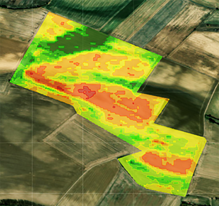 C'est à partir de ce type d'images satellites fournies par Farmstar que s'élabore le conseil fourni par Axéréal.