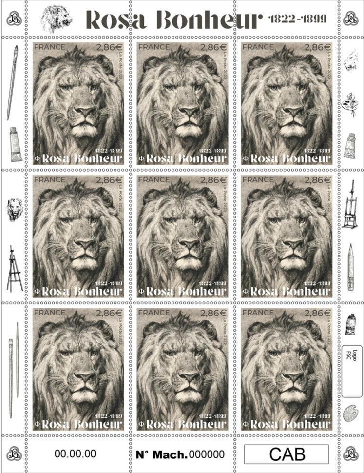 Timbres célébrant le bicentenaire de la naissance de Rosa Bonheur.