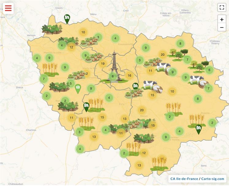 La carte interactive des producteurs est accessible sur le site Internet de la Chambre.