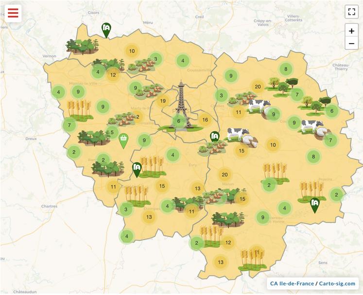 La carte interactive des producteurs est accessible sur le site Internet de la Chambre.