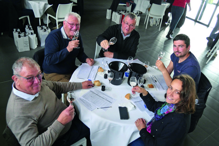 Jeudi 5 mai, sur le site Robert et Marcel de Saint-Cyr-en-Bourg (Maine-et-Loire). Un jury de trente professionnels a salué le travail soigneux accompli par les élaborateurs de crémant de Loire à l’occasion du concours national.