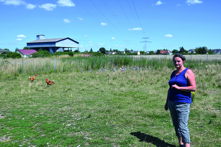Mélanie Guibert, gérante de la Ferme de la Brigaudière, vend ses volailles en direct à la ferme, à à Pruniers-en-Sologne.