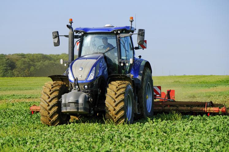 Dès son arrivée à la ferme en août, le nouveau New Holland T7 HD est parti au champ pour les déchaumages. Il a déjà plus de 300 heures à son actif.