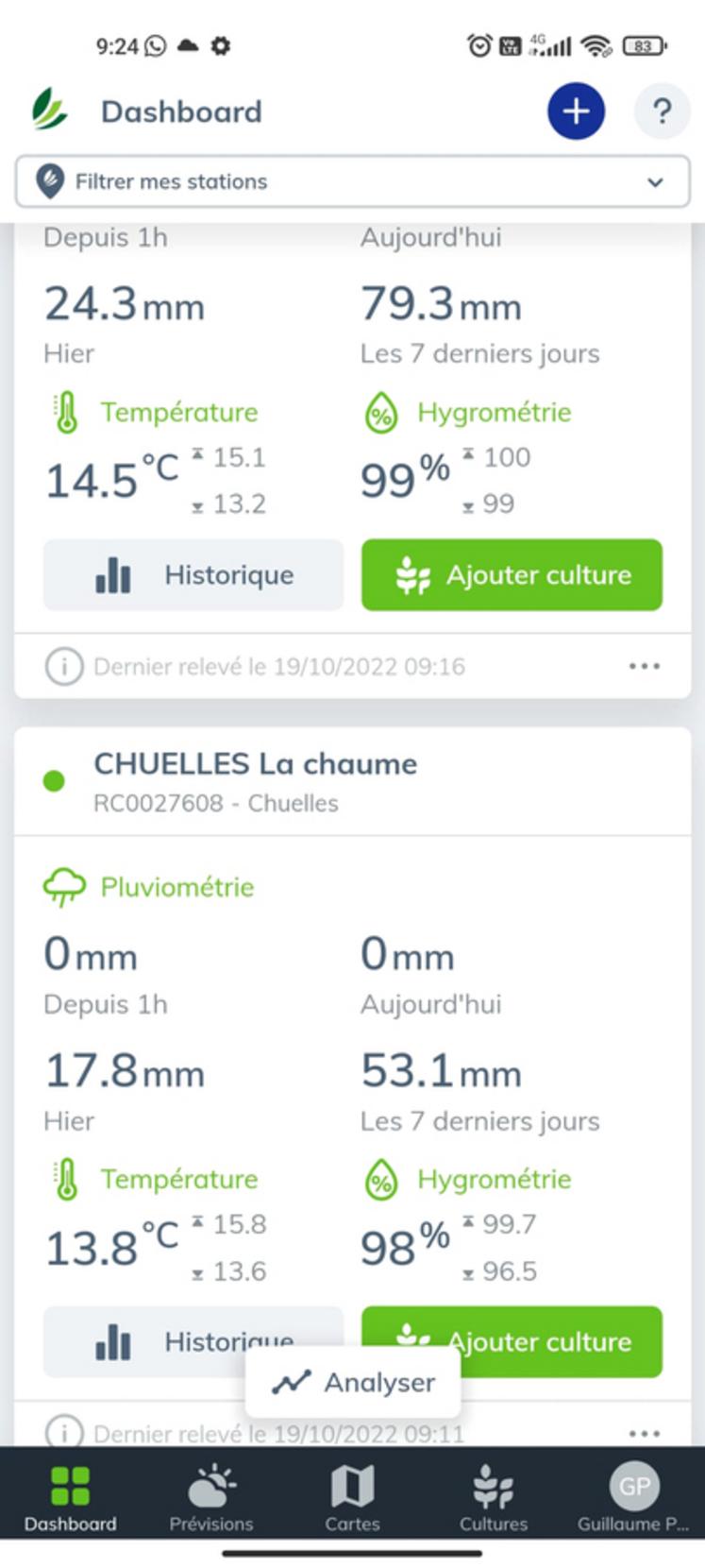 L'application mobile rassemble les informations météo et génère une base de données utiles pour anticiper les conditions climatiques.