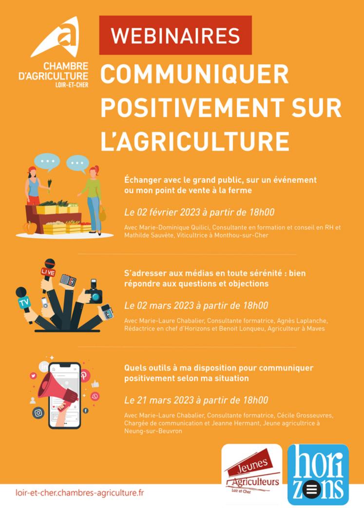 La Chambre organise trois webinaires thématiques sur la communication positive autour de l'agriculture.