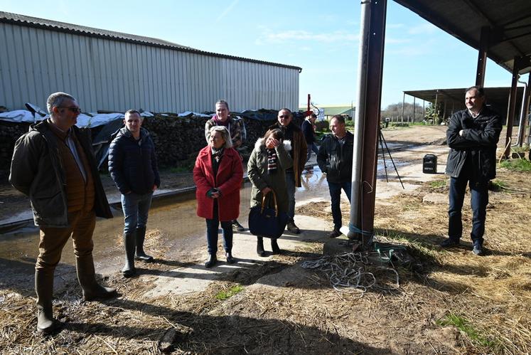 Mercredi 15 mars, à La Marolle-en-Sologne (Loir-et-Cher). Des chefs cuisiniers de la restauration collective qui utilisent la plateforme Agrilocal visitent l'élevage bovin viande Jaffré et fils.