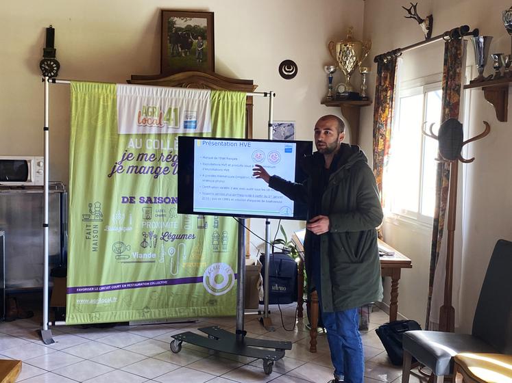 Maxime Chamblet, conseiller spécialisé innovation et filières agricoles à la chambre d’Agriculture, a présenté les certifications HVE et Label rouge.