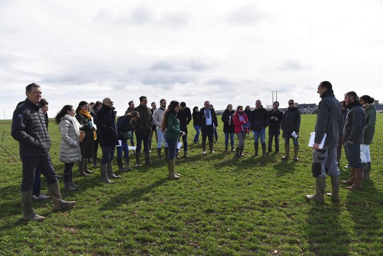 À Congerville-Thionville (Essonne), mardi 21 mars. Arvalis a proposé une visite terrain au comité de pilotage.