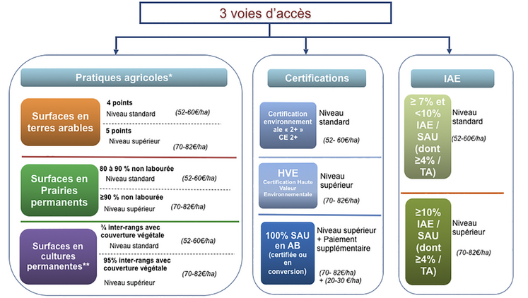 Les trois voies d'accès à l'éco-régime.